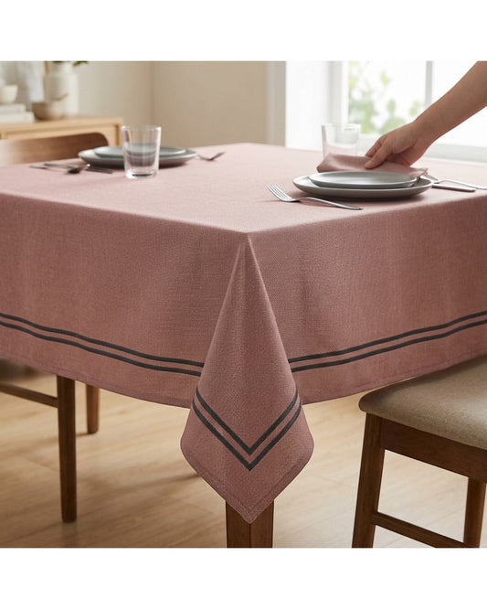 Nxvk Latticecord Square Tablecloth Smoked Rose 54 x 54 in - Lifestyle view