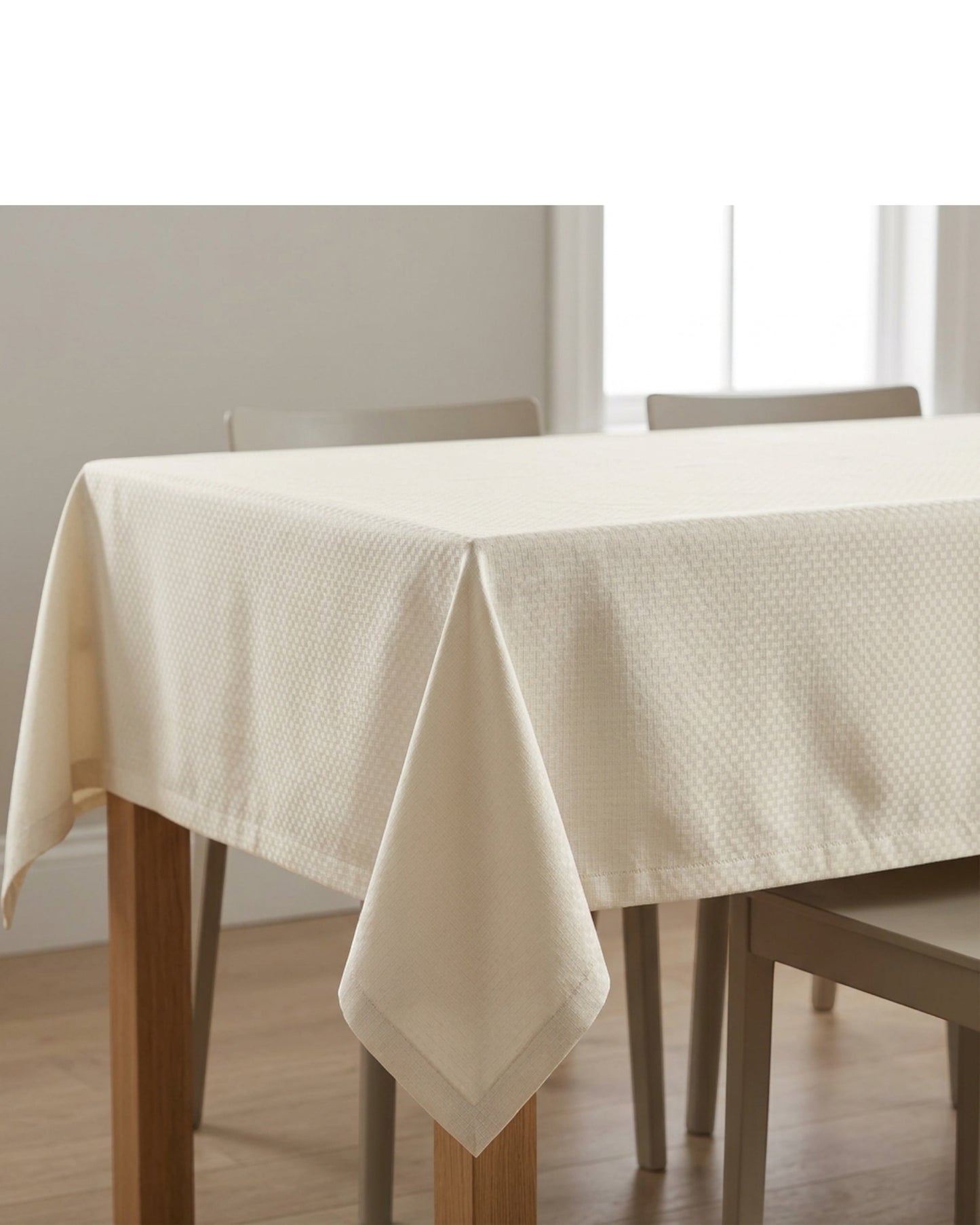 Nxvk Jacquard Square Tablecloth 140 x 140 cm Cream - Lifestyle view
