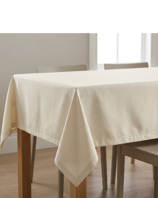 Nxvk Jacquard Square Tablecloth 140 x 140 cm Cream - Lifestyle view