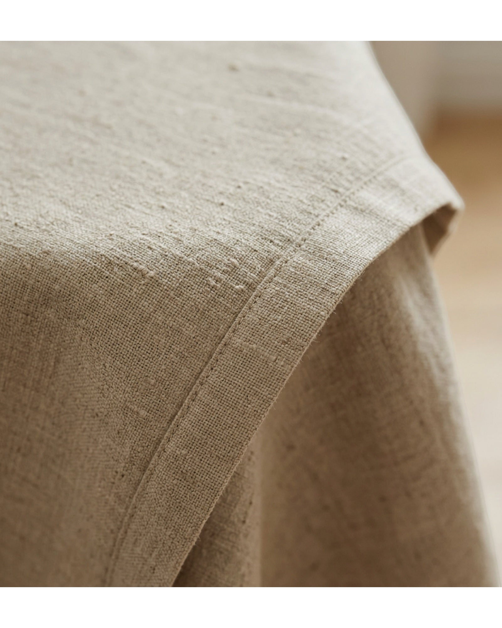 Nxvk Linen Cotton Round Tablecloth 180 cm Natural - Detail view