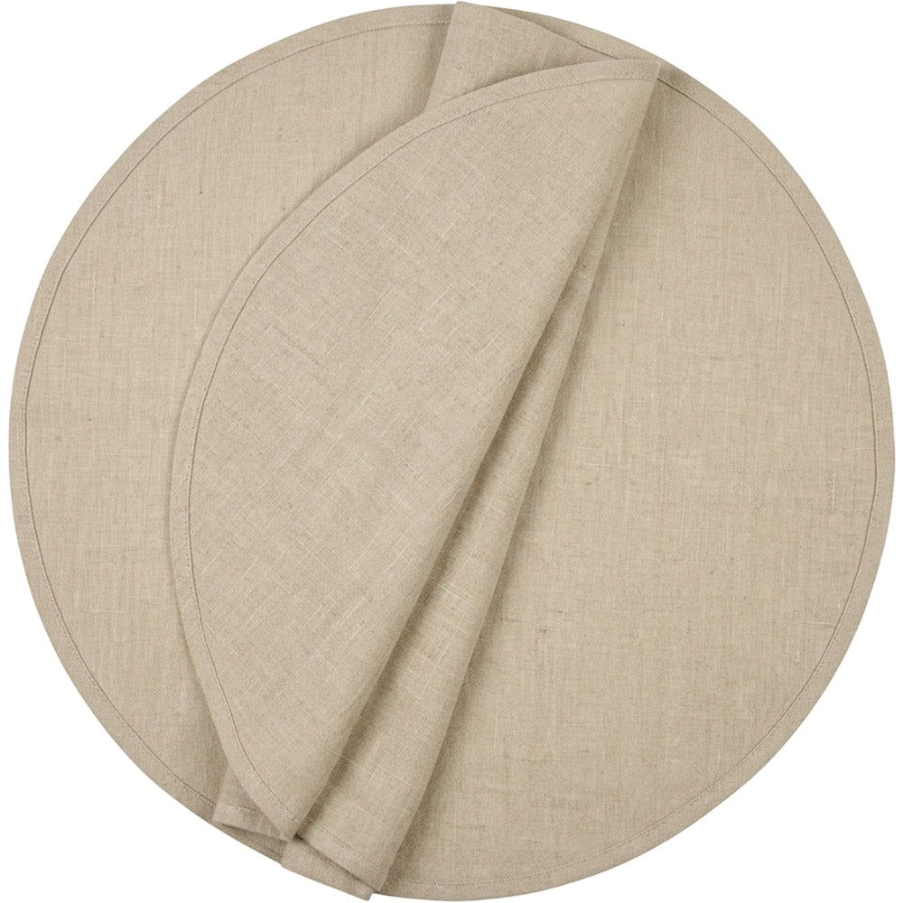 Nxvk Linen Cotton Round Tablecloth 180 cm Natural - Product view