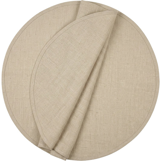 Nxvk Linen Cotton Round Tablecloth 180 cm Natural - Product view