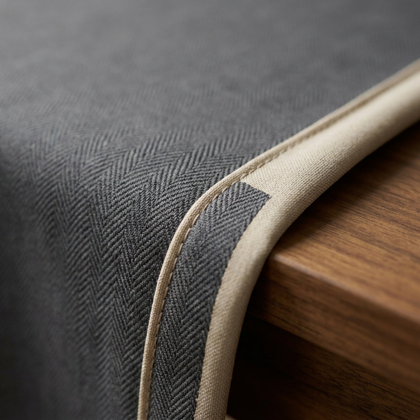 Nxvk Ridgeline Round Tablecloth Charcoal 70 in - Detail view