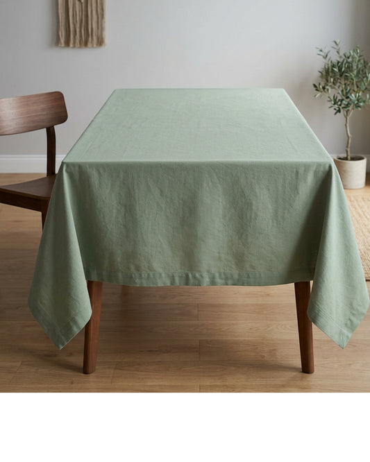 Nxvk Washed Cotton Tablecloth 140 x 220 cm Sage - Lifestyle view